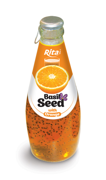 290ml glass bottle Basil Seed drink with Orange juice RITA Beverage